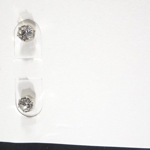 Banana Republic Silver Crystal Arrow and Solitaire Stud Earrings Set 2 NWT 38 29 - Picture 6 of 13